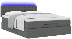 vidaXL Łóżko otomana z materacem i diodami LED ciemnoszare 140x200 cm 6