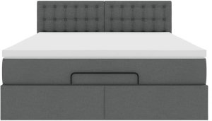 vidaXL Łóżko otomana z materacem i diodami LED ciemnoszare 140x200 cm 8