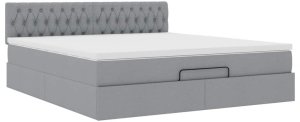vidaXL Łóżko Ottoman z materacem i LED, jasnoszary, 180x200cm, tkanina 7