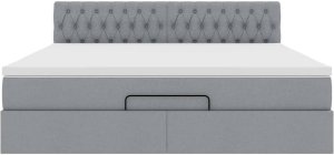 vidaXL Łóżko Ottoman z materacem i LED, jasnoszary, 180x200cm, tkanina 8