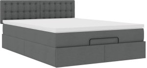 vidaXL Łóżko Ottoman z materacem i diodami LED Ciemnoszary 140x190 cm 7