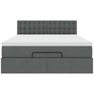vidaXL Łóżko Ottoman z materacem i diodami LED Ciemnoszary 140x190 cm 8