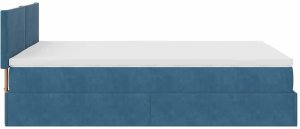 vidaXL Rama łóżka otomana z materacem, niebieska, 140x200 cm, aksamit 9