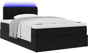 vidaXL Łóżko otomana z materacem i LED, czarny, 120x190cm, aksamit 3