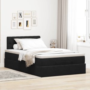 vidaXL Łóżko otomana z materacem i LED, czarny, 120x190cm, aksamit 4