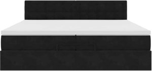 vidaXL Rama łóżka otomana z materacami, czarna, 200x200 cm, aksamit 8