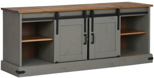 vidaXL Szafka RTV HALDEN 2 Drzwi przesuwne Szara Drewno lite 4