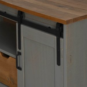 vidaXL Szafka RTV HALDEN z drzwiami przesuwnymi Szara Drewno lite 8