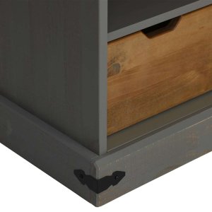 vidaXL Szafka RTV HALDEN z drzwiami przesuwnymi Szara Drewno lite 9