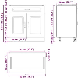 vidaXL Szafka kuchenna dolna „Lucca" Betonowa szarość Drewno klejone 10