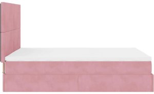 vidaXL Rama łóżka otomana z materacami, różowa, 140x190 cm, aksamit 8