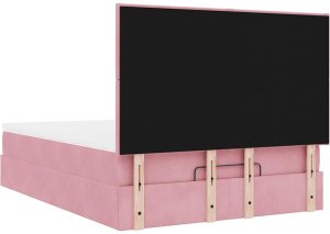 vidaXL Rama łóżka otomana z materacami, różowa, 140x190 cm, aksamit 9