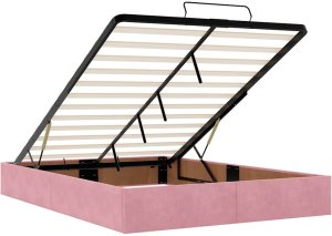 vidaXL Rama łóżka otomana z materacami, różowa, 140x190 cm, aksamit 10