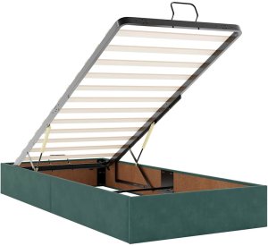 vidaXL Rama łóżka otomana z materacami, zielona, 90x200 cm, aksamit 10