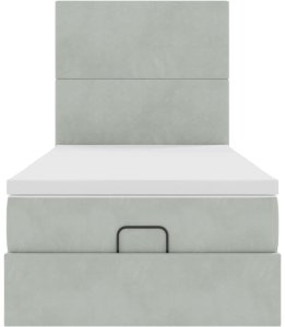 vidaXL Rama łóżka otomana z materacami, szara, 90x200 cm, aksamit 7