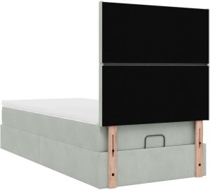 vidaXL Rama łóżka otomana z materacami, szara, 90x200 cm, aksamit 9