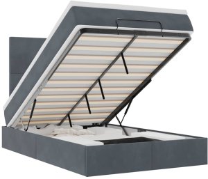 vidaXL Rama łóżka otomana z materacami, szara, 120x200 cm, aksamit 2