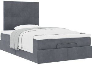 vidaXL Rama łóżka otomana z materacami, szara, 120x200 cm, aksamit 5