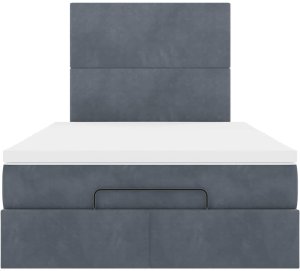 vidaXL Rama łóżka otomana z materacami, szara, 120x200 cm, aksamit 7