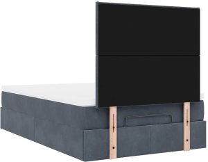 vidaXL Rama łóżka otomana z materacami, szara, 120x200 cm, aksamit 9
