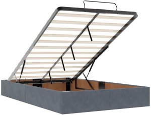 vidaXL Rama łóżka otomana z materacami, szara, 120x200 cm, aksamit 10