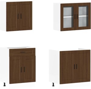 vidaXL Zestaw szafek kuchennych, Kalmar, 4-częściowy, dąb brązowy 4