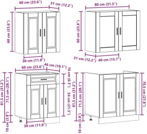 vidaXL Zestaw szafek kuchennych, Kalmar, 4-częściowy, dąb brązowy 8