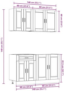 vidaXL Zestaw szafek kuchennych, Kalmar, 4-częściowy, dąb brązowy 9