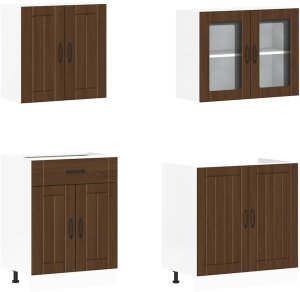 vidaXL Zestaw szafek kuchennych, Kalmar, 4-częściowy, dąb brązowy 4