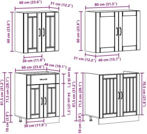 vidaXL Zestaw szafek kuchennych, Kalmar, 4-częściowy, dąb brązowy 8