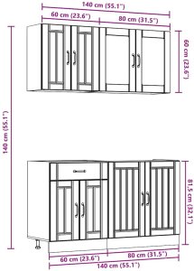 vidaXL Zestaw szafek kuchennych, Kalmar, 4-częściowy, dąb brązowy 9
