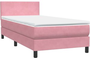 vidaXL Łóżko kontynentalne z materacem, różowe, 80x220 cm 4