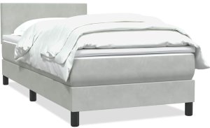 vidaXL Łóżko kontynentalne z materacem, jasnoszare, aksamit, 80x210 cm 2