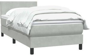 vidaXL Łóżko kontynentalne z materacem, jasnoszare, aksamit, 80x210 cm 3