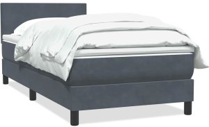vidaXL Łóżko kontynentalne z materacem, ciemnoszary aksamit, 80x210 cm 2