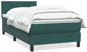 vidaXL Łóżko kontynentalne z materacem ciemnozielony aksamit 80x220 cm 2