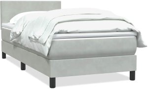 vidaXL Łóżko kontynentalne z materacem, jasnoszare, aksamit, 80x220 cm 2