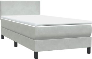 vidaXL Łóżko kontynentalne z materacem, jasnoszare, aksamit, 80x220 cm 4