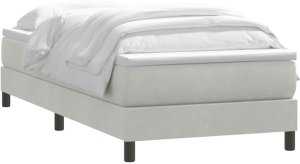 vidaXL Łóżko kontynentalne z materacem, jasnoszare, aksamit, 80x220 cm 3