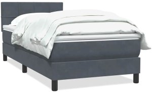 vidaXL Łóżko kontynentalne z materacem, ciemnoszary aksamit, 80x220 cm 2
