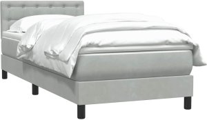 vidaXL Łóżko kontynentalne z materacem, jasnoszare, aksamit, 80x220 cm 3
