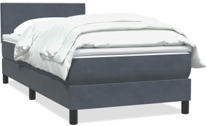vidaXL Łóżko kontynentalne z materacem, ciemnoszary aksamit, 80x220 cm 2