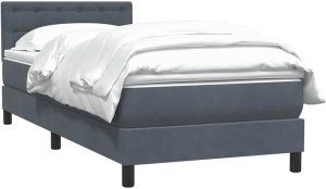 vidaXL Łóżko kontynentalne z materacem, ciemnoszary aksamit, 80x220 cm 3