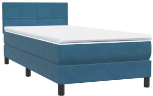 vidaXL Łóżko kontynentalne z materacem, niebieskie, aksamit, 80x210 cm 5