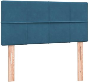 vidaXL Łóżko kontynentalne z materacem, niebieskie, aksamit, 80x210 cm 7