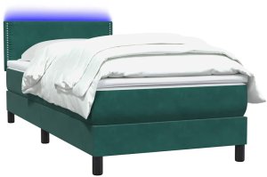 vidaXL Łóżko kontynentalne z materacem ciemnozielony aksamit 80x220 cm 3