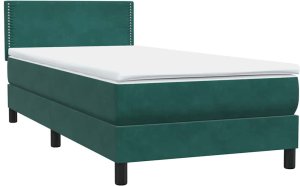 vidaXL Łóżko kontynentalne z materacem ciemnozielony aksamit 80x220 cm 5