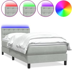 vidaXL Łóżko kontynentalne z materacem, jasnoszare, aksamit, 80x210 cm 2