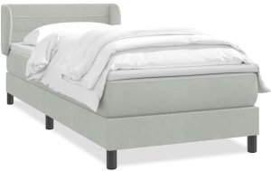 vidaXL Łóżko kontynentalne z materacem, jasnoszare, aksamit, 80x210 cm 2