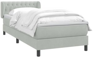vidaXL Łóżko kontynentalne z materacem, jasnoszare, aksamit, 80x220 cm 3